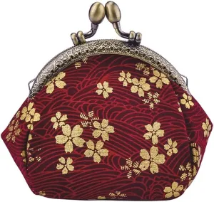 Oyachic Canvas Coin Purse Floral Change Pouch Vintage Clutch Wallet with Clasp Closure for Girls and Women