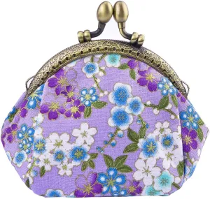 Oyachic Coin Purse,Floral Change Purse,Vintage Coin Pouch,Small Wallet with Kiss Lock Clasp for Women,Girls
