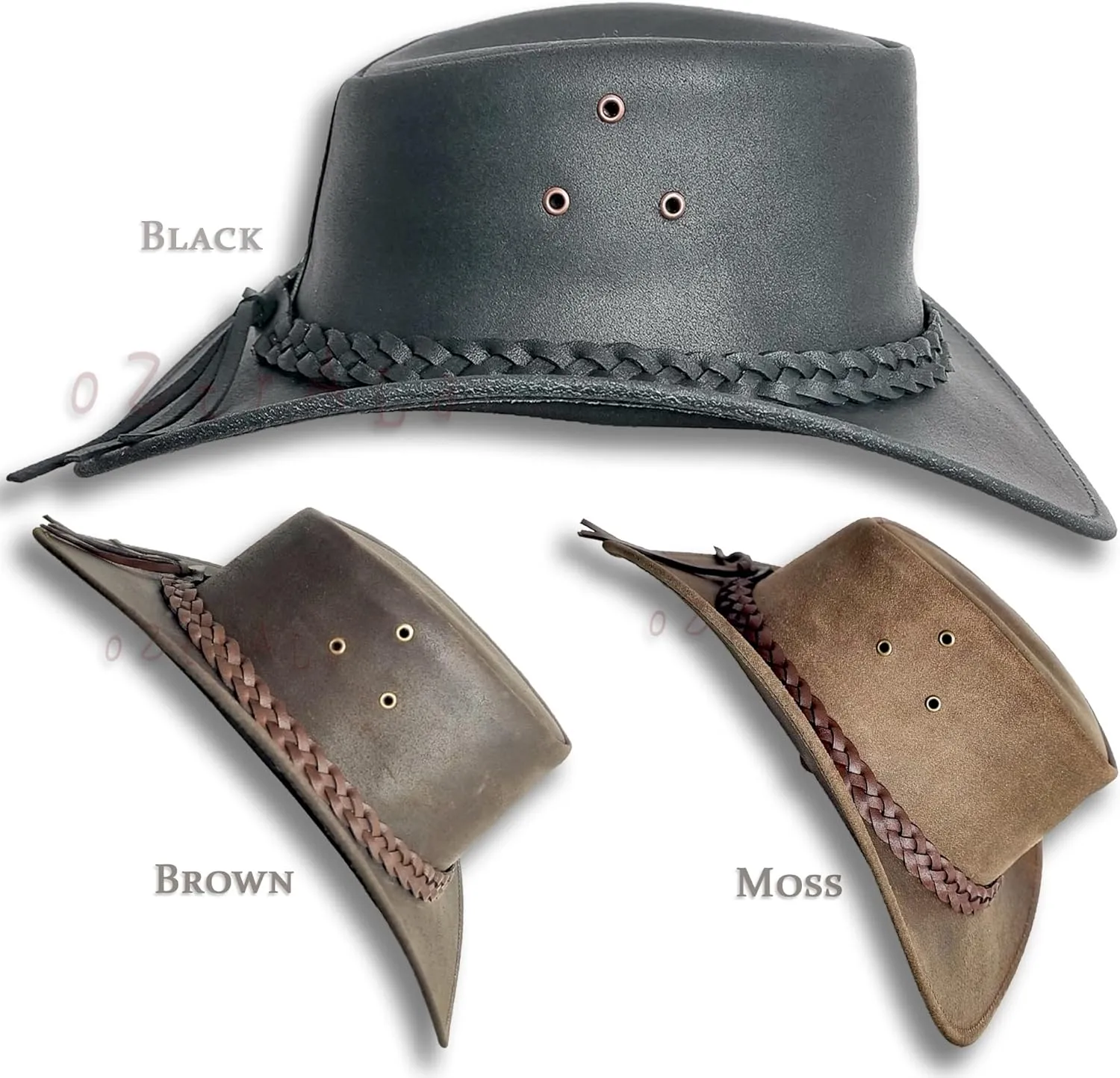 Oztrala Oiled Leather Hat Australian Outback Aussie Western Cowboy Mens Womens Kids Black Brown WO HL11 US
