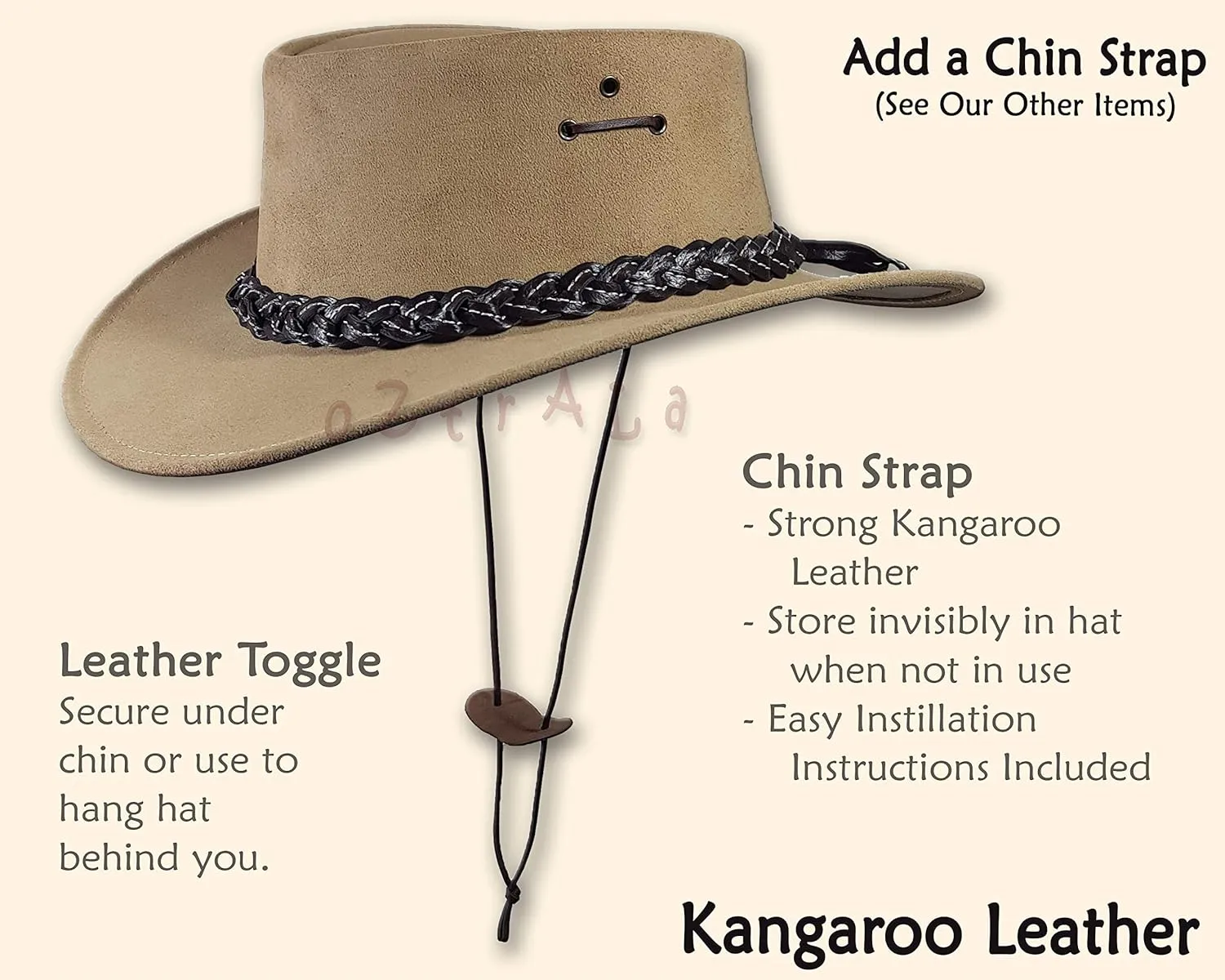 Oztrala Outback Fedora Australian Wool Felt HAT HW02 Mens Women Kids Leather Band Cowboy Western US