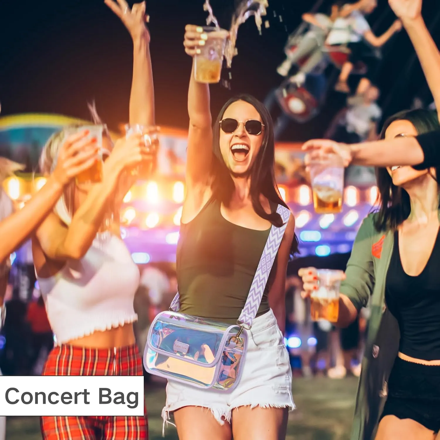 PACKISM Cute Y2K Purse - Holographic Crossbody Bag Iridescent Shoulder Clutch Handbag for Women for Concerts Festivals