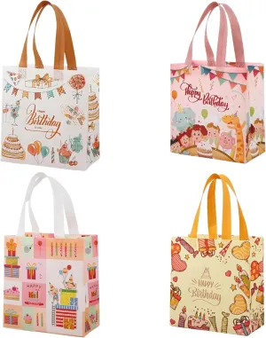 PACKSISTER Birthday Party Gift Bags 12pcs - Reusable Non-Woven Tote with Handles, Goodie Bags, Party Favor Bags, Multifunctional Gift Wrapping Bags-8.6x4.3x9