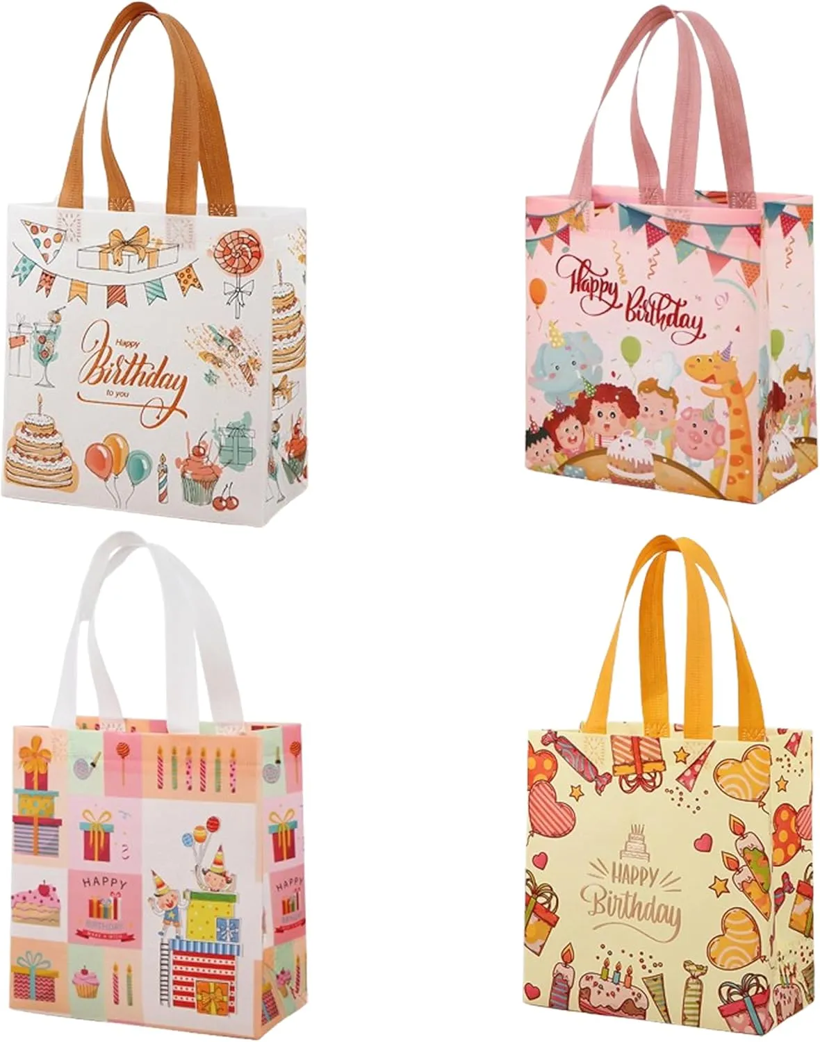 PACKSISTER Birthday Party Gift Bags 12pcs - Reusable Non-Woven Tote with Handles, Goodie Bags, Party Favor Bags, Multifunctional Gift Wrapping Bags-8.6x4.3x9