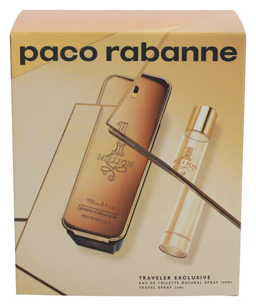 Paco Rabanne Paco rabanne 1 million gift set for men (3.4 ounce eau de toilette   0.68 ounce travel spray), 4.08 Ounce