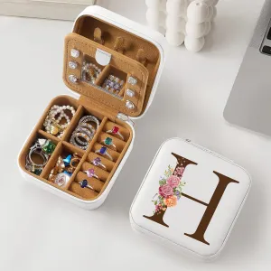 Parima Gifts for Coworkers - Small Funny Gifts for Coworkers Female, Coworkers Gift Ideas, Thank You Appreciation Gifts for Coworkers White Initial Travel Jewelry Case Jewelry Box - Letter H, White