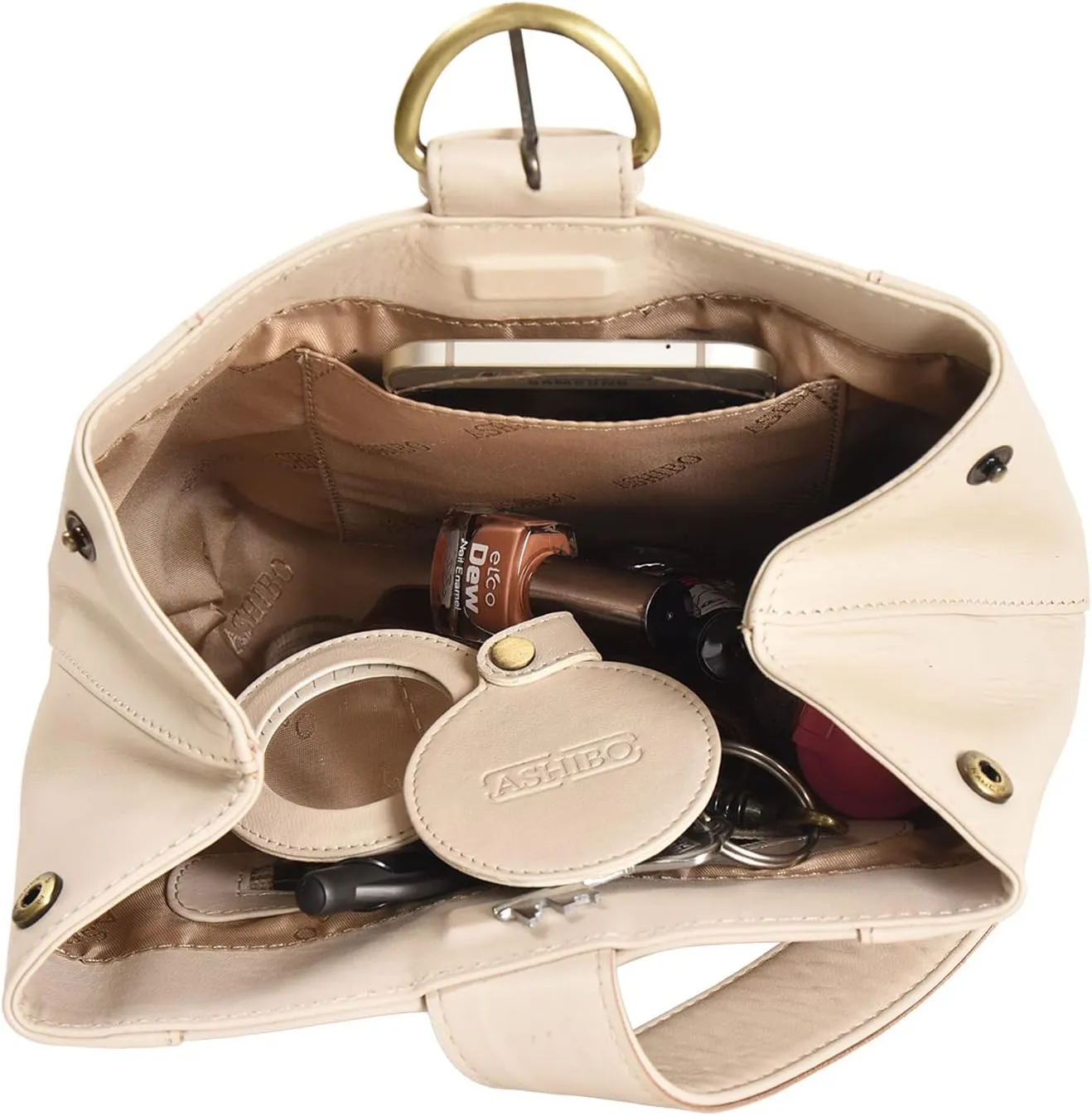 Party Wrist bag For Womens Nappa Flat Genuine Leather with Dual Secure Magnetic Buckel Closure & Makeup Mirror