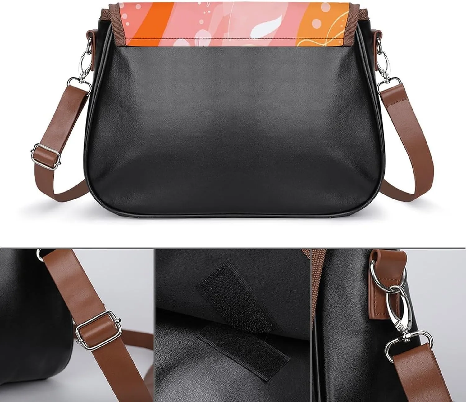 Peach Cat Pattern Crossbody Bags for Women Travel Shoulder Bag Small Leather Cross Body Handbags
