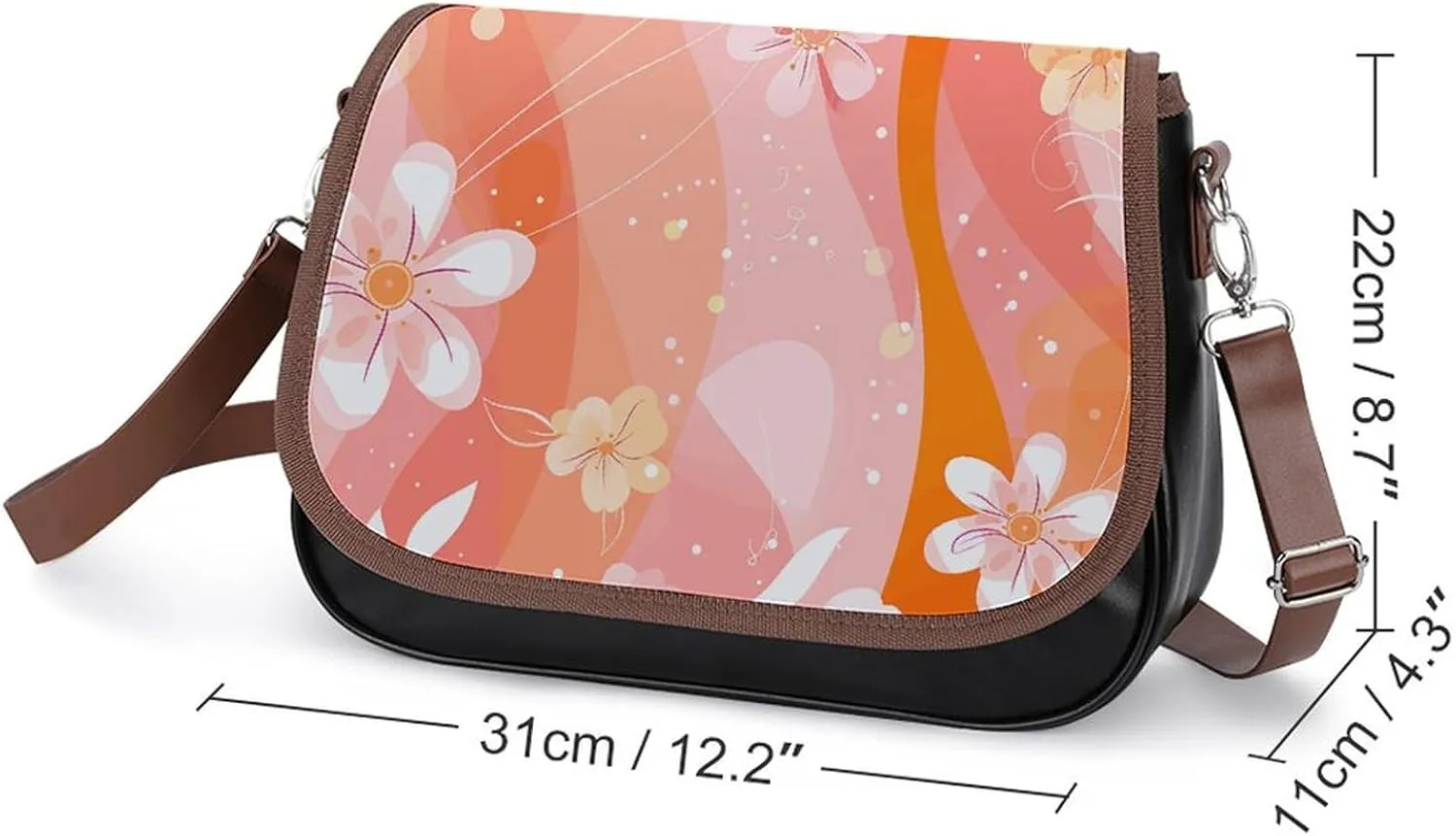 Peach Cat Pattern Crossbody Bags for Women Travel Shoulder Bag Small Leather Cross Body Handbags