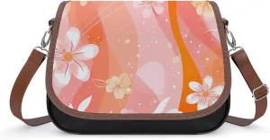 Peach Cat Pattern Crossbody Bags for Women Travel Shoulder Bag Small Leather Cross Body Handbags