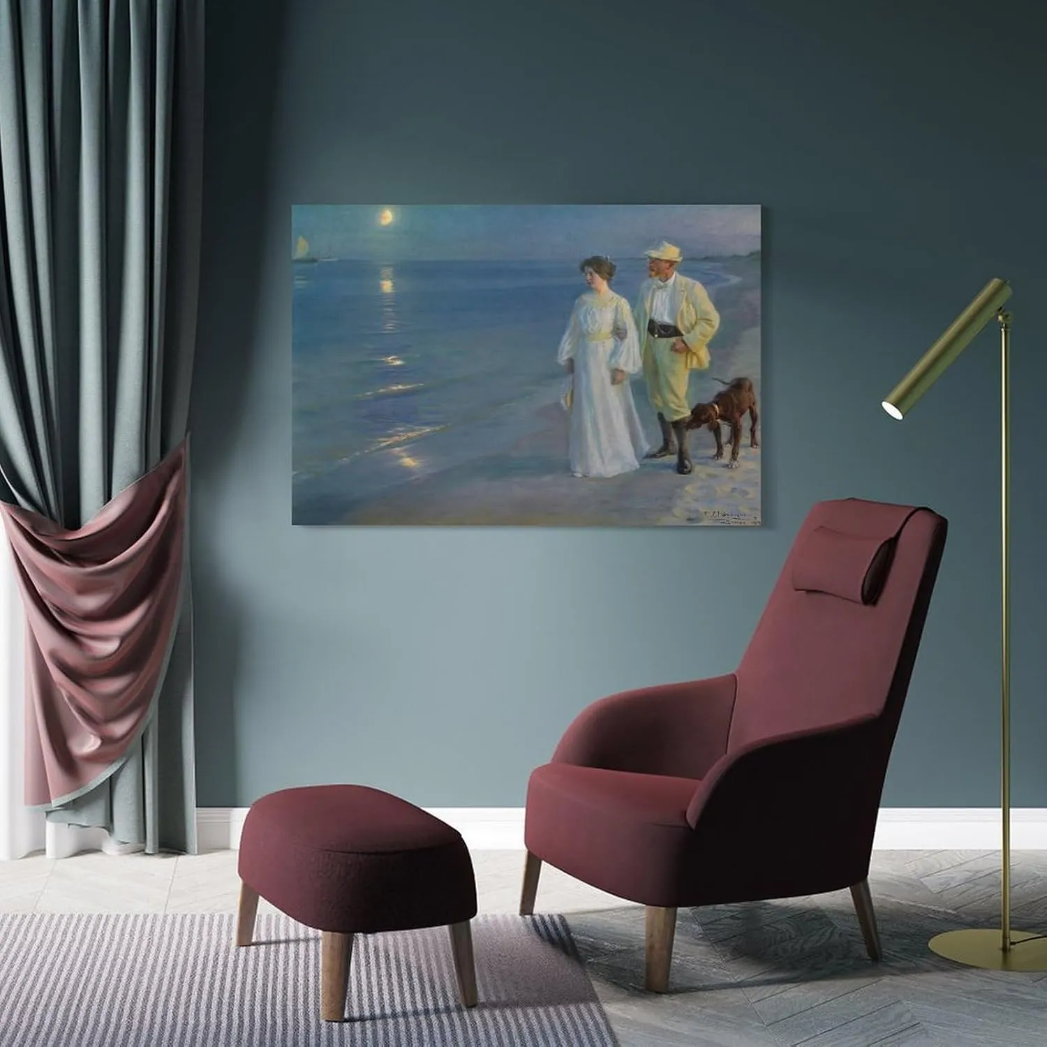 Peder Severin Kroyer,Summer Evening at Skagen Beach, The Painter And His Wife, 1899,art Prints,Vinta Poster Decorative Painting Canvas Wall Art Living Room Posters Bedroom Painting 20x30inch(50x75cm)