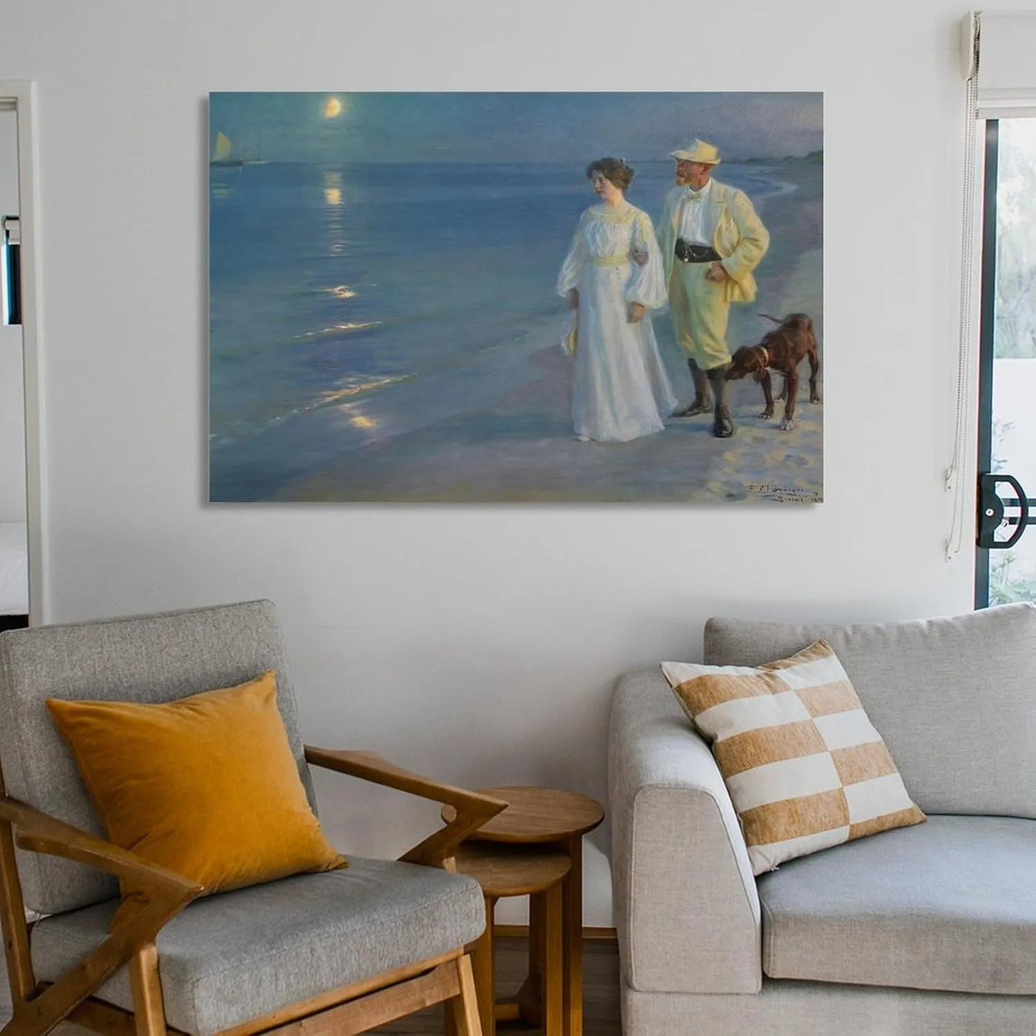 Peder Severin Kroyer,Summer Evening at Skagen Beach, The Painter And His Wife, 1899,art Prints,Vinta Poster Decorative Painting Canvas Wall Art Living Room Posters Bedroom Painting 20x30inch(50x75cm)