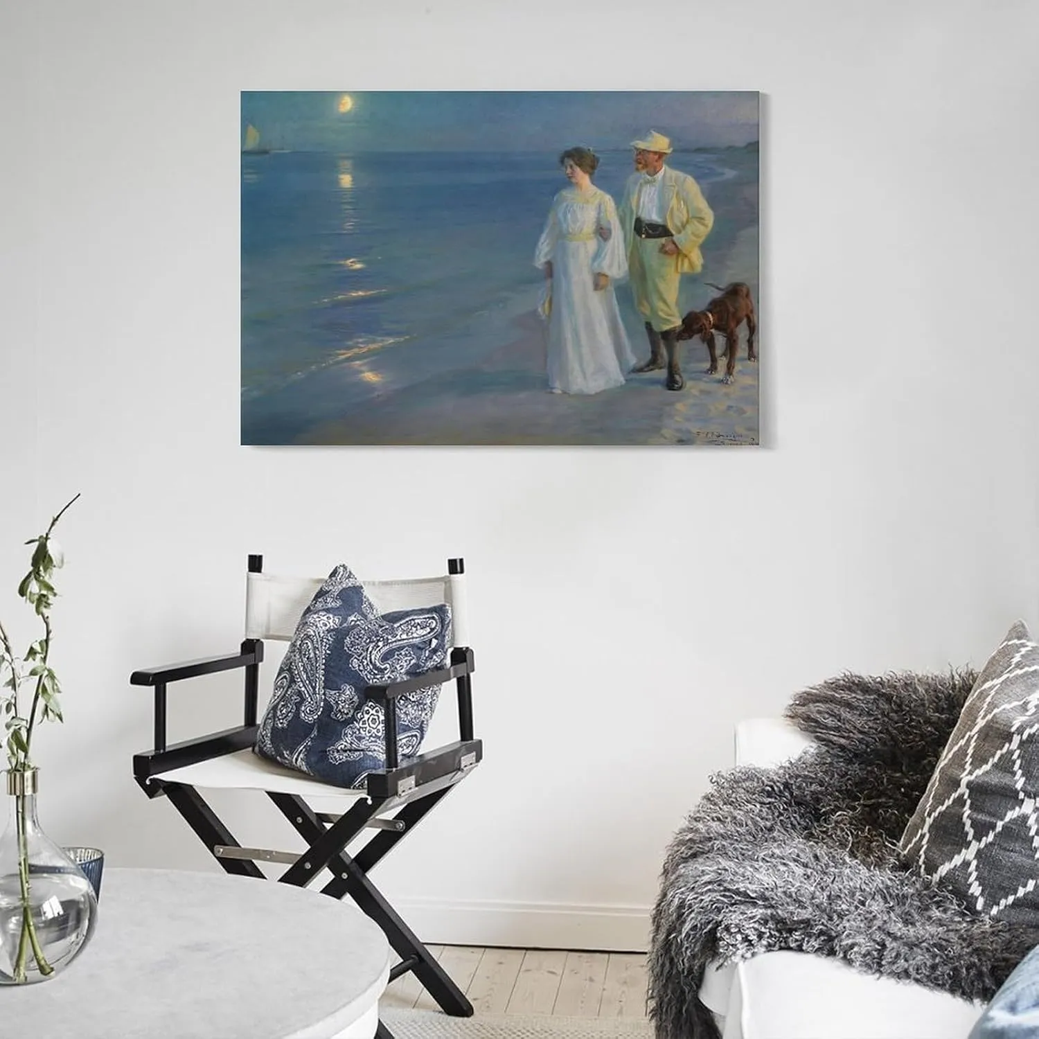 Peder Severin Kroyer,Summer Evening at Skagen Beach, The Painter And His Wife, 1899,art Prints,Vinta Poster Decorative Painting Canvas Wall Art Living Room Posters Bedroom Painting 20x30inch(50x75cm)
