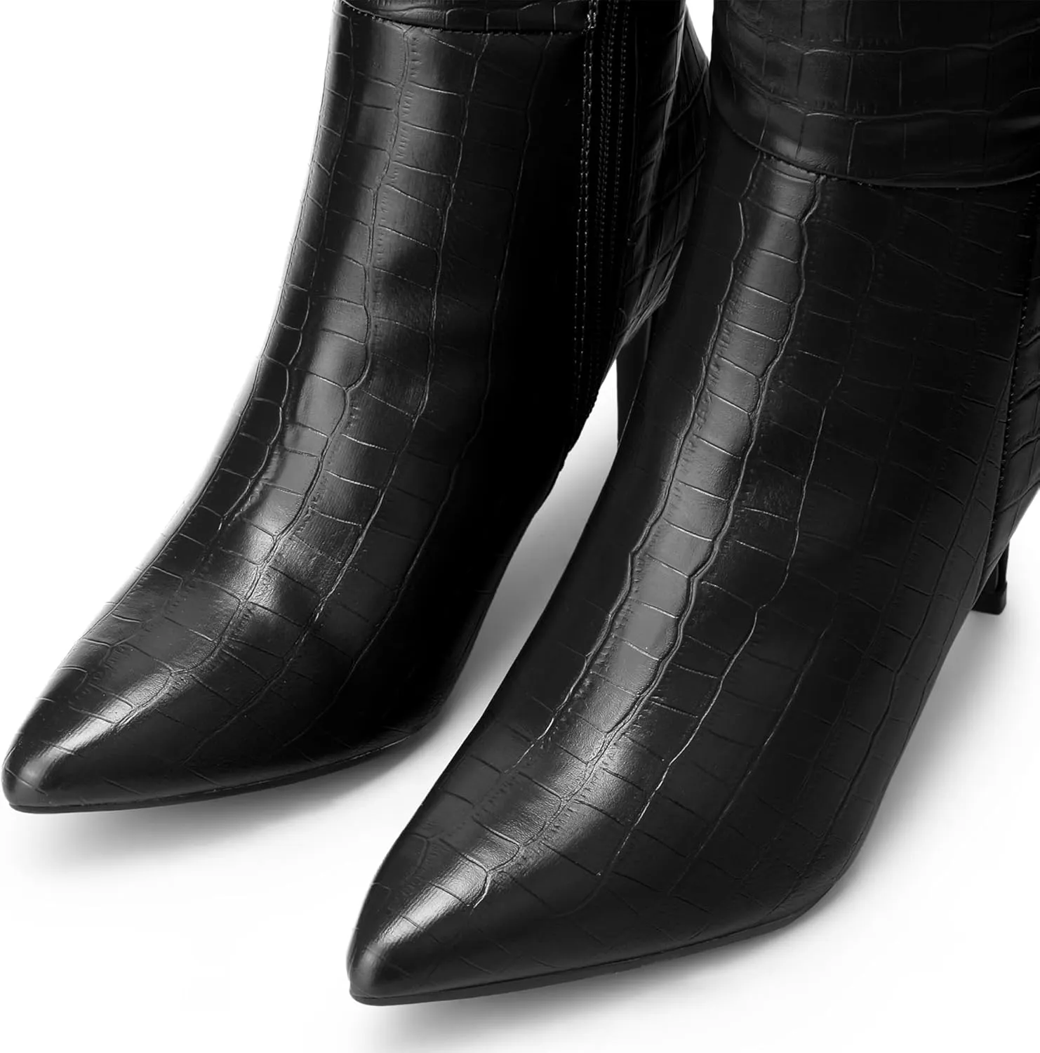 Perphy Stone Pattern Stiletto Heels Knee High Boots for Women