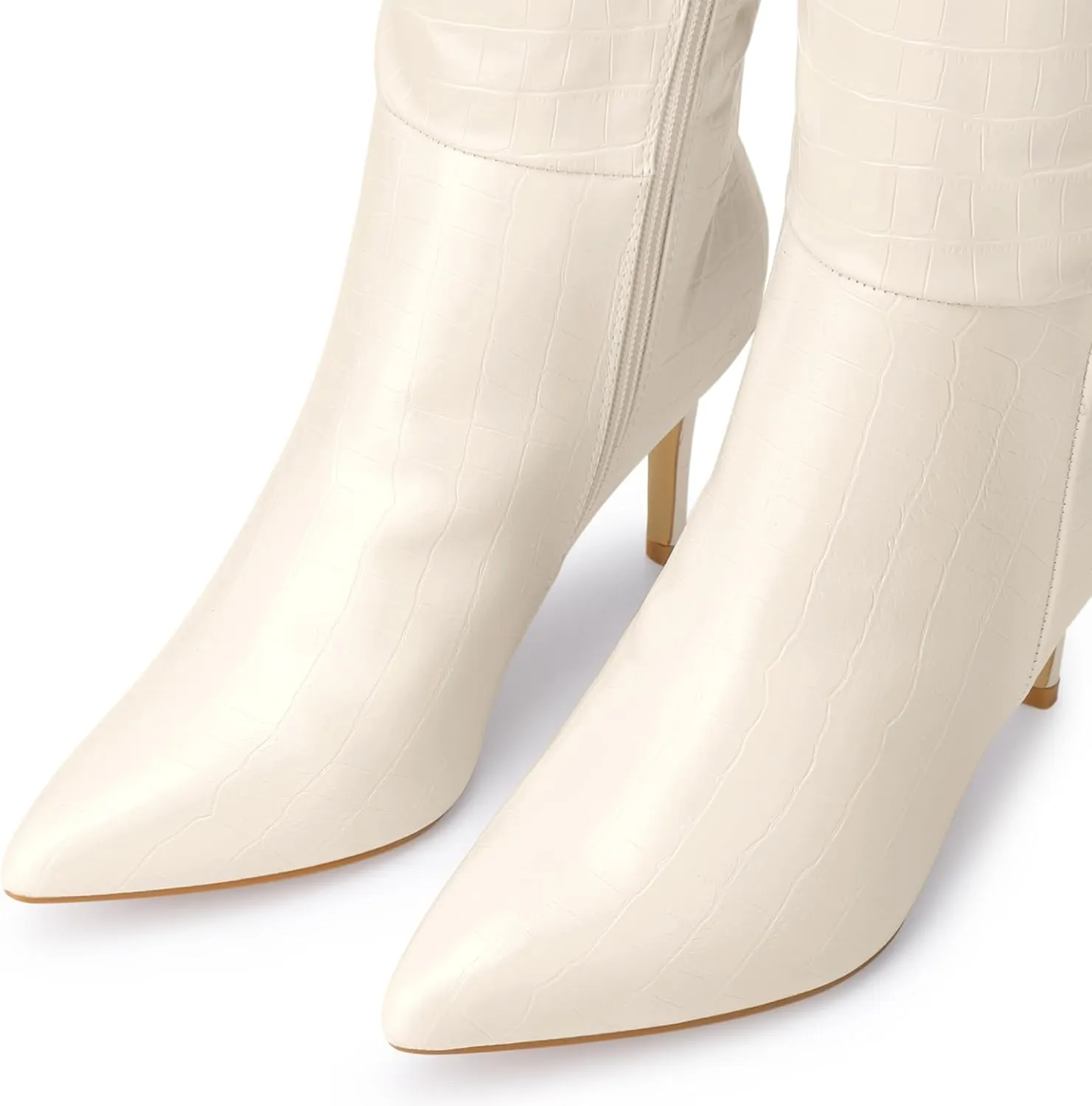 Perphy Stone Pattern Stiletto Heels Knee High Boots for Women