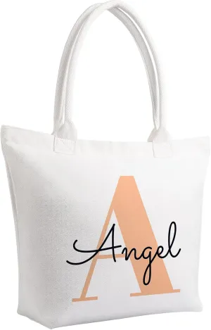 Personalised Tote Bags, Personalised Name Canvas Beach Bag, Custom Photo Text Logo Travel Shopping Gift Bags for Women