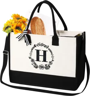 personalized bags for women,Tote Bag For Women,Initial Tote Bag For Women With Zipper