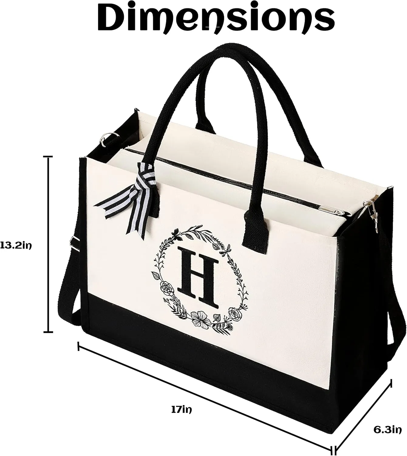 personalized bags for women,Tote Bag For Women,Initial Tote Bag For Women With Zipper
