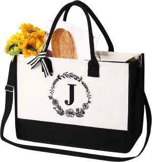 personalized bags for women,Tote Bag For Women,Initial Tote Bag For Women With Zipper
