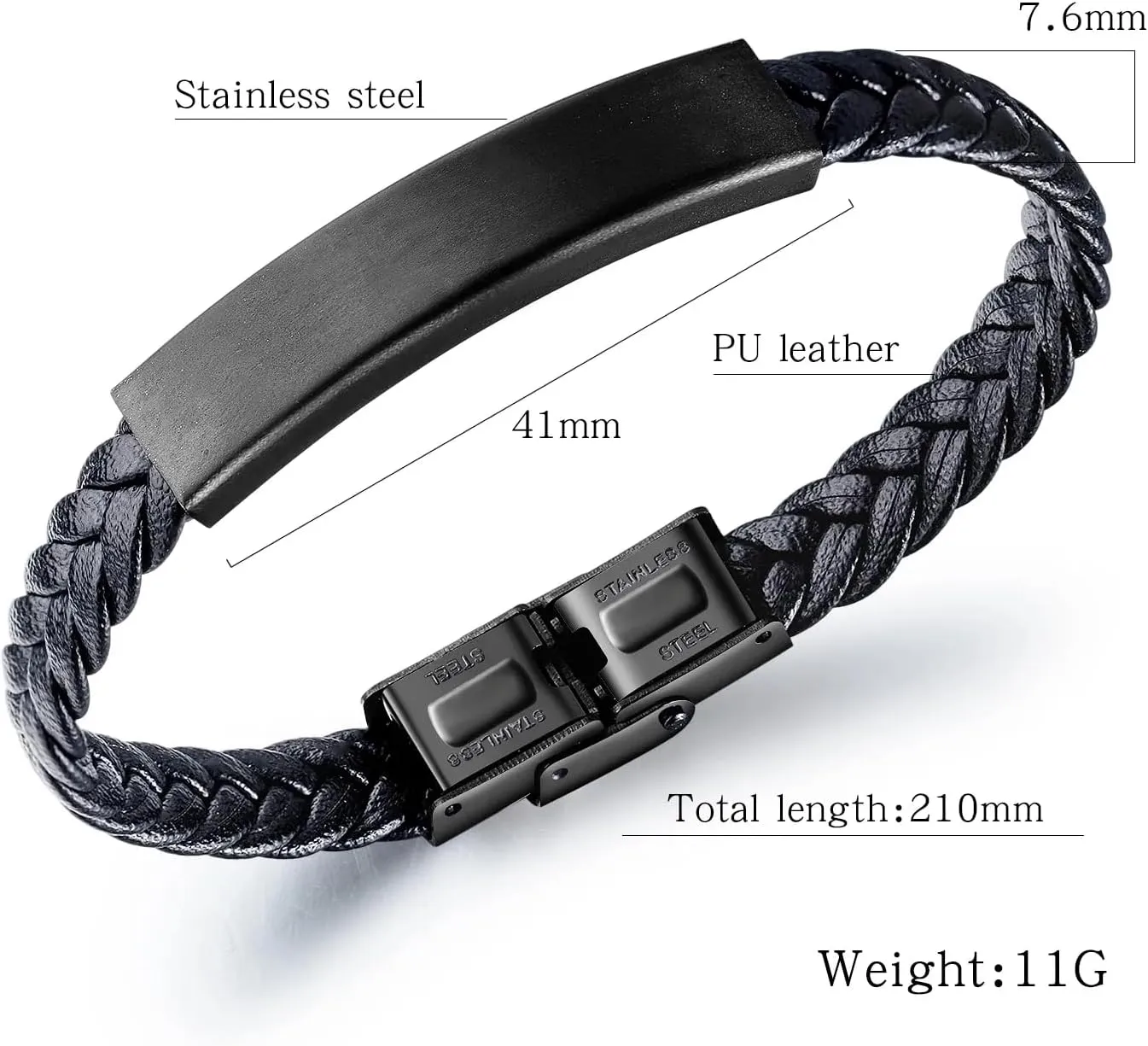 Personalized Christian Bible Verses Braided Leather Bracelet Inspirational Scripture ID Cross Religious Quote Faith God Engraved Adjustable Customized Gifts for Men Women Kiss Him Husband Father