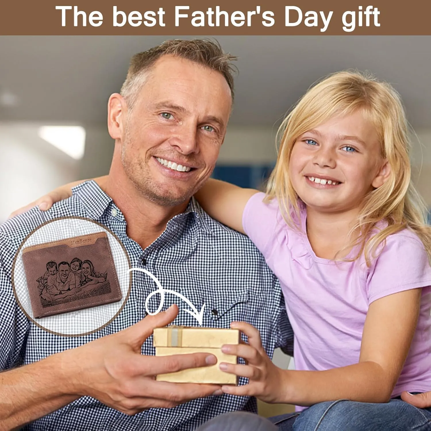 Personalized Custom Photo Wallets for Men, Customized Engraved Picture & Initial Name Wallet, Gifts for Boyfriend Husband Birthday Anniversary Father's Day Christmas