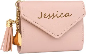 Personalized Custom Wallets for Girls Womens Engraved Small Leather Wallet Gifts Purse