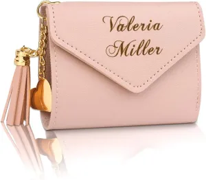 Personalized Custom Wallets for Girls Womens Engraved Small Leather Wallet Gifts Purse