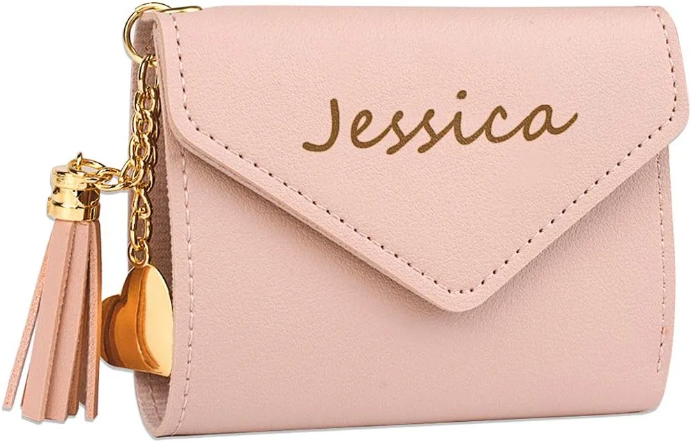 Personalized Custom Wallets for Girls Womens Engraved Small Leather Wallet Gifts Purse