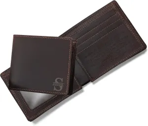Personalized Engraved Bifold Wallet for Men - Custom Logo Name Leather Wallet for Husband Boyfriend Dad Son - Graduation Christmas Fathers Day Valentines Birthday Anniversary Wedding Adult Gift