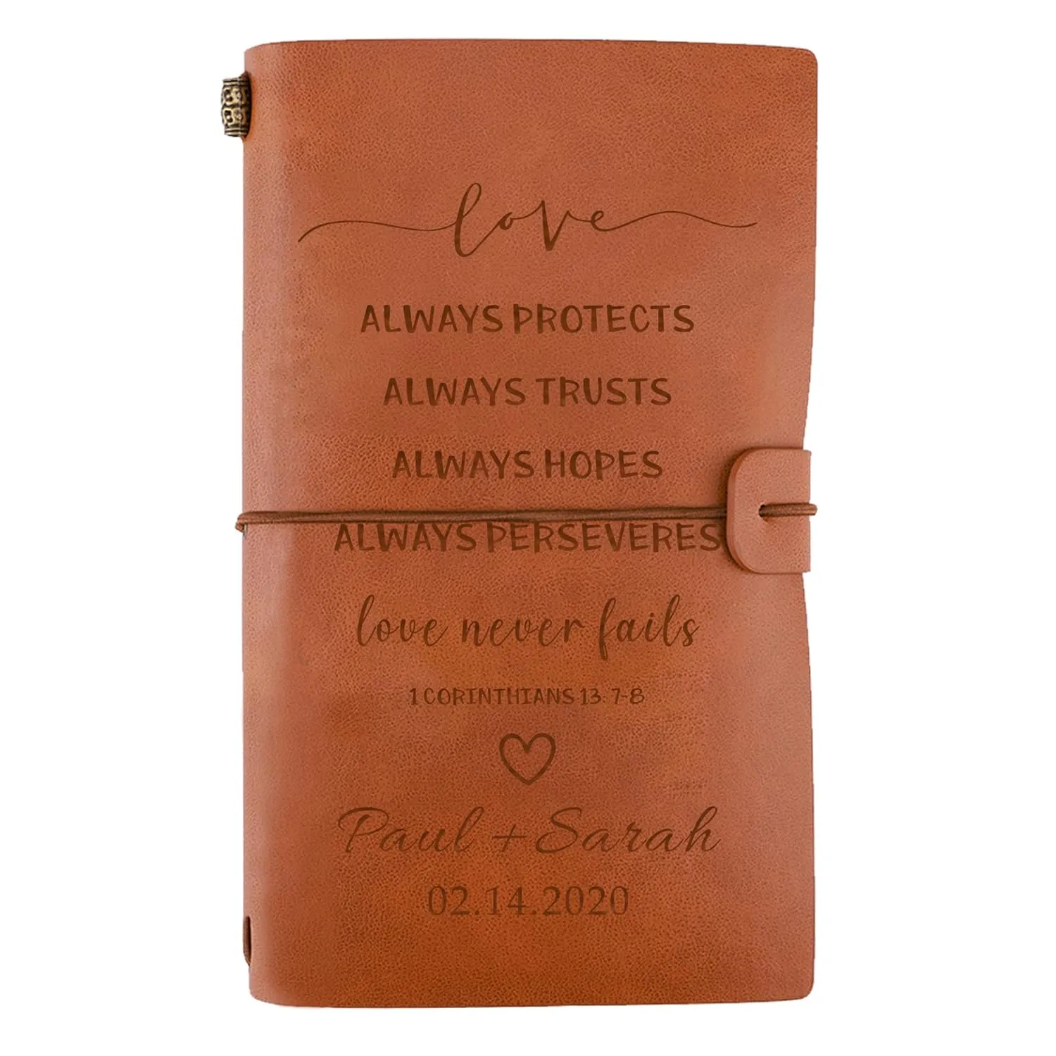 Personalized Engraved Leather Journal- Valentines Day Gifts for Couple, Anniversary Present for Boyfriend Girlfriend, Custom Travel Journal Gift for Engagement Wedding Anniversary Birthday