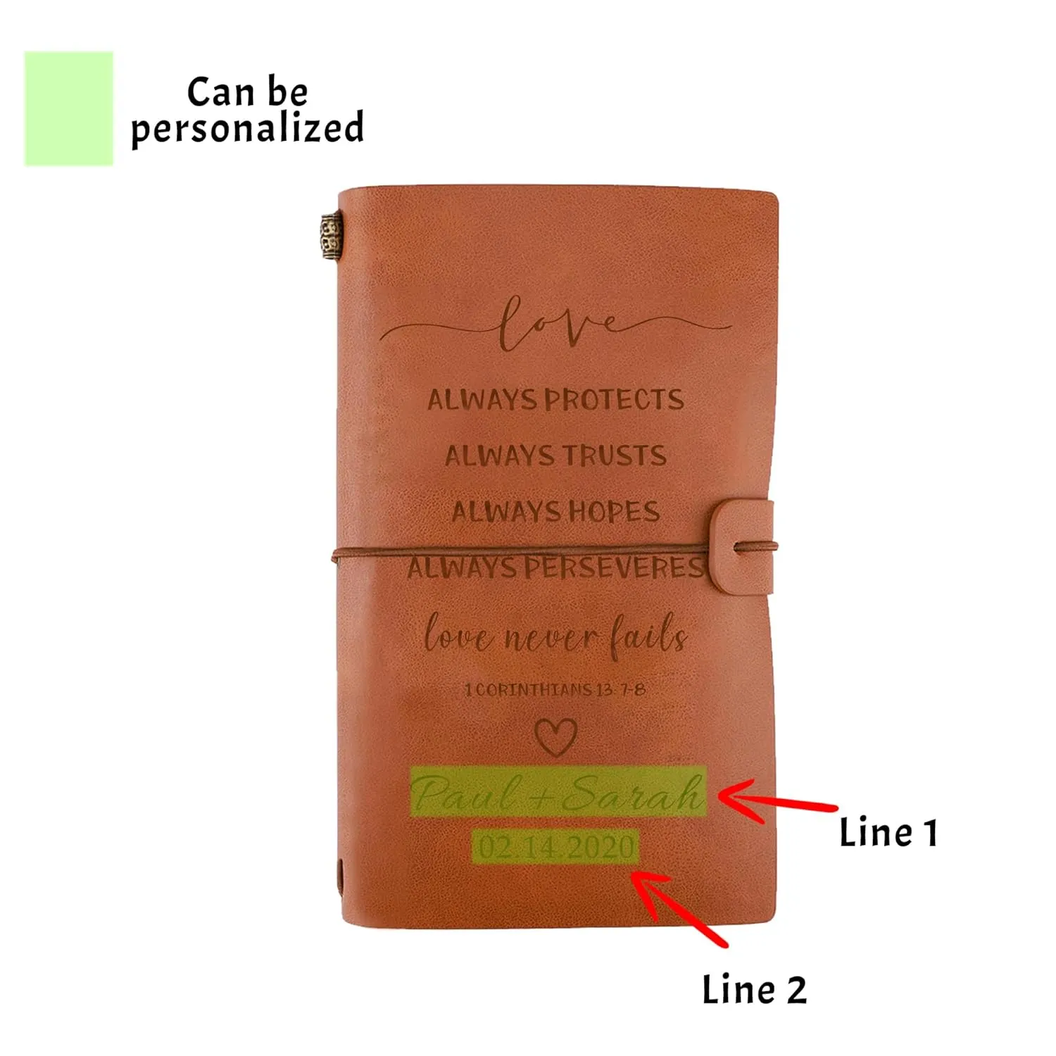 Personalized Engraved Leather Journal- Valentines Day Gifts for Couple, Anniversary Present for Boyfriend Girlfriend, Custom Travel Journal Gift for Engagement Wedding Anniversary Birthday