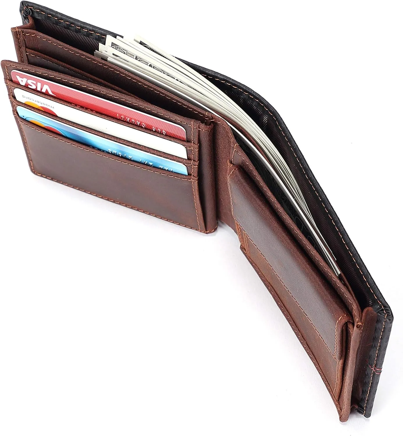 Personalized Engraved Leather Wallet for Boyfriend Husband from Wife Girlfriend - Christmas Valentines Day Birthday Anniversary Wedding - I Love You - Men Custom Bifold Wallets with Romantic Message