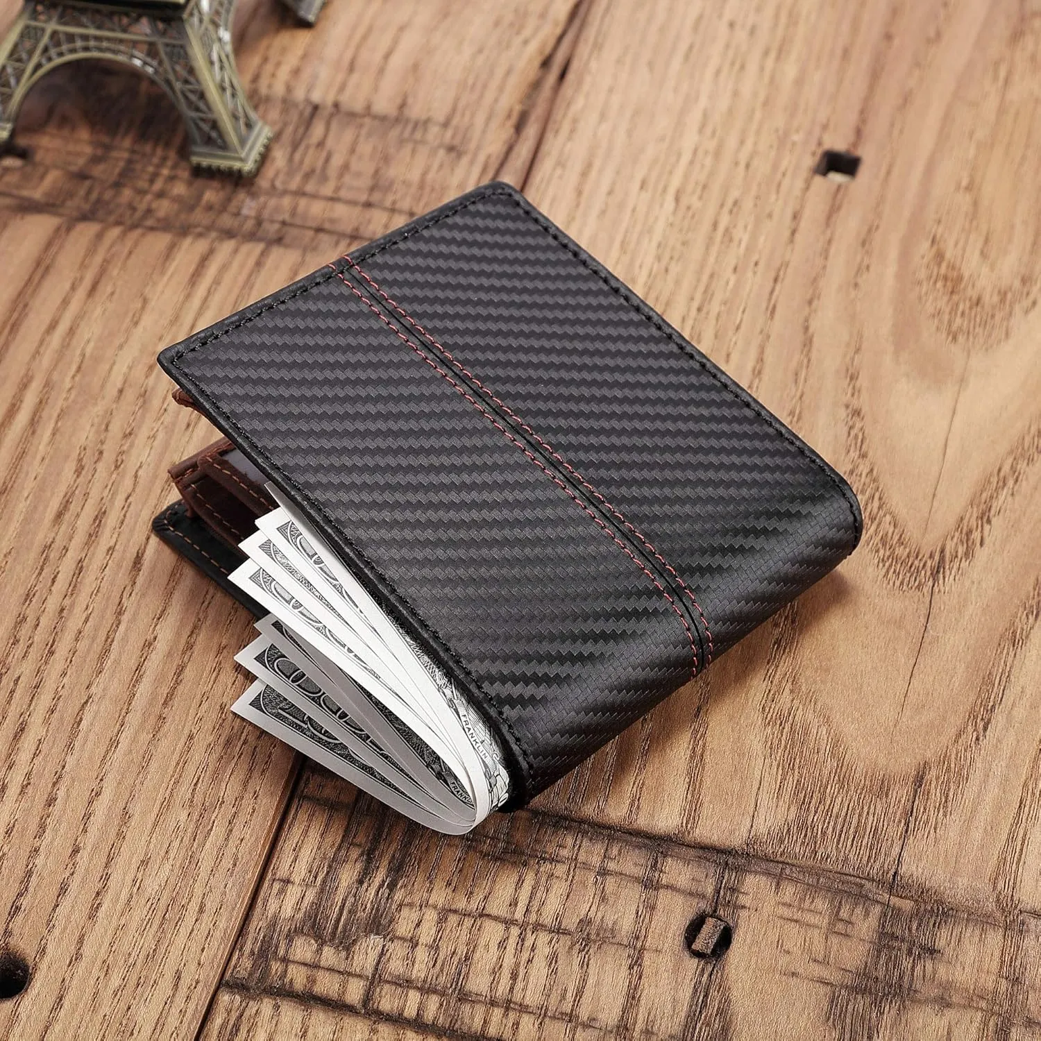 Personalized Engraved Leather Wallet for Boyfriend Husband from Wife Girlfriend - Christmas Valentines Day Birthday Anniversary Wedding - I Love You - Men Custom Bifold Wallets with Romantic Message