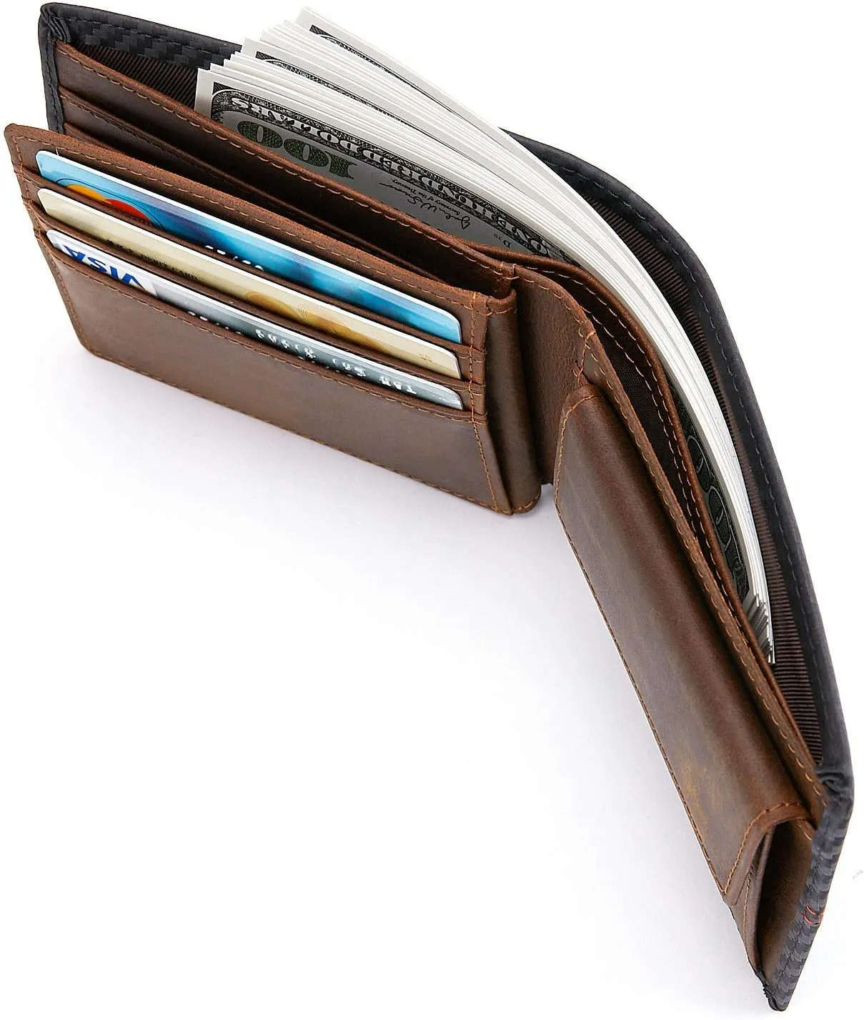 Personalized Engraved Leather Wallet for Husband Boyfriend Dad Son - Custom Logo Name Men Bifold Purse with Love Message - Valentines Christmas Anniversary Birthday Fathers Day Graduation Wedding Gift