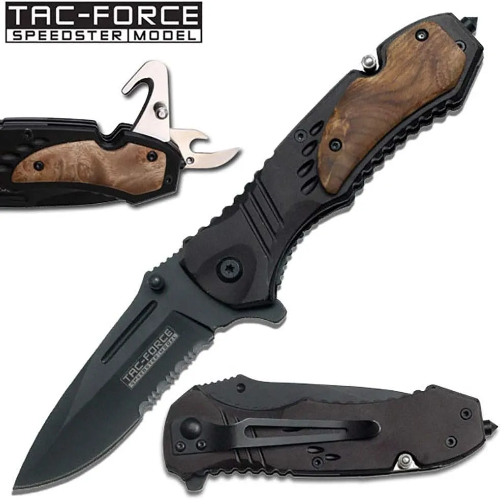 Personalized Engraved Pocket Folding Knife with Clip Emergency Seatbelt Cutter Glass Breaker (TAC-606WS - Name Date)