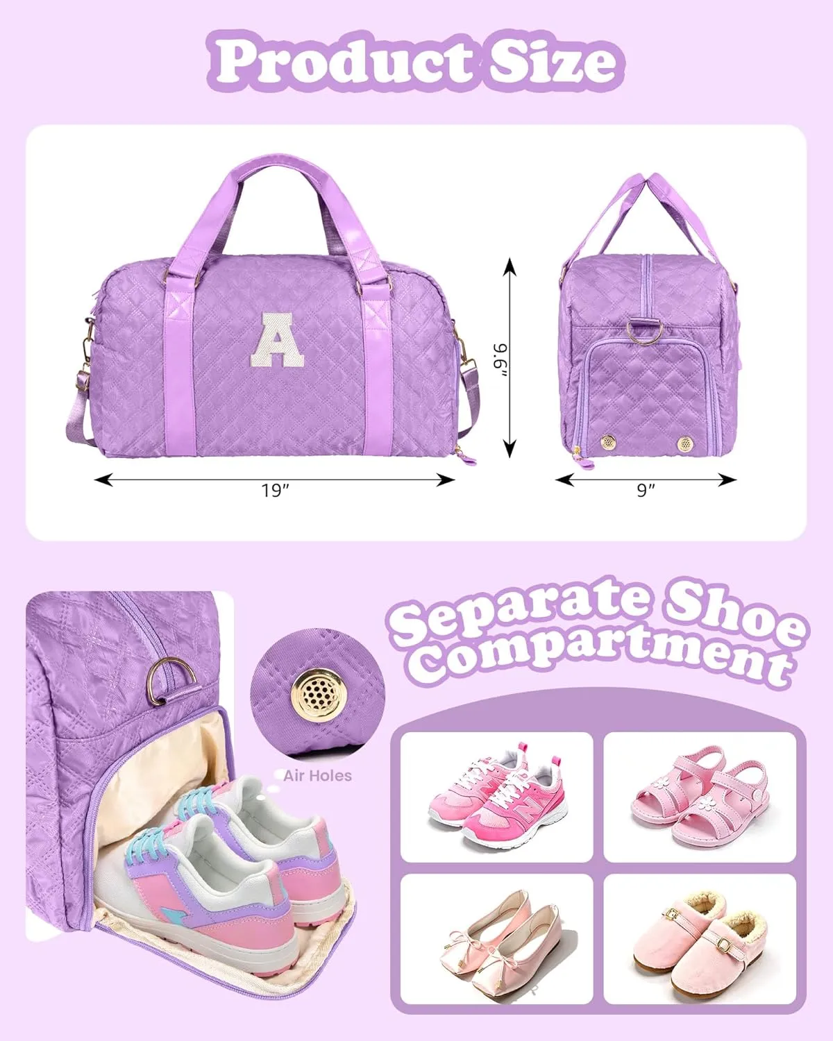 Personalized Gifts for Girls 8-18 Age, Initial Travel Duffel Bag, Gym Bag, Gift for Kids, Monogram Overnight Bag, Niece Gifts Mother In Law Gifts Birthday Gifts, Graduation Gifts