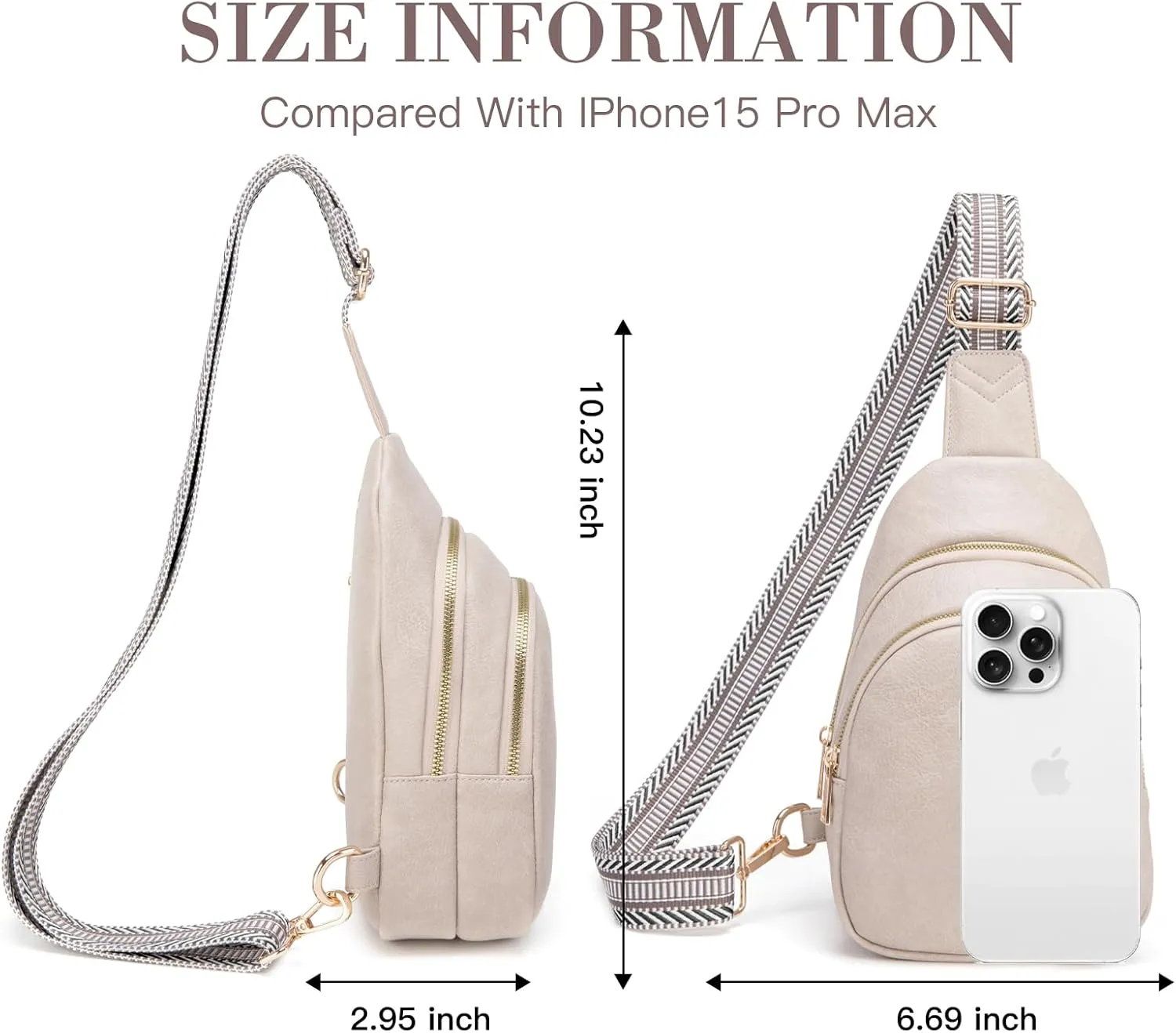 Personalized Gifts for Women Initial Sling Bag PU Leather Crossbody Bags for Women Fanny Pack Cross Body Chest Bag for Travel (Cloud Gray-S)