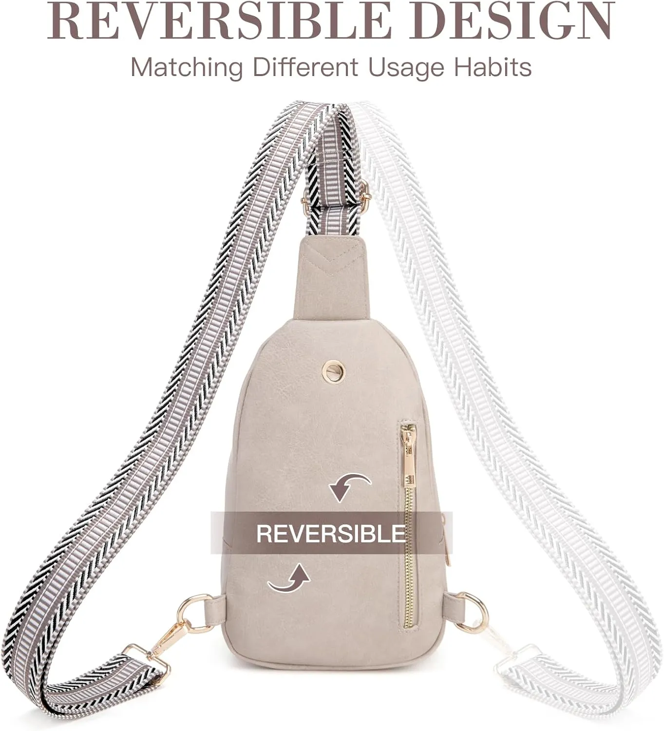 Personalized Gifts for Women Initial Sling Bag PU Leather Crossbody Bags for Women Fanny Pack Cross Body Chest Bag for Travel (Cloud Gray-S)