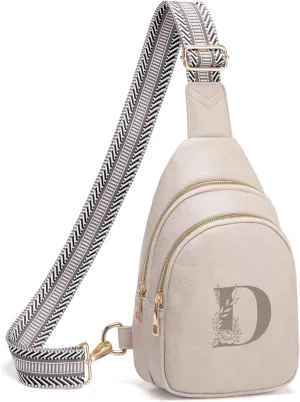 Personalized Gifts for Women Initial Sling Bag PU Leather Crossbody Bags for Women