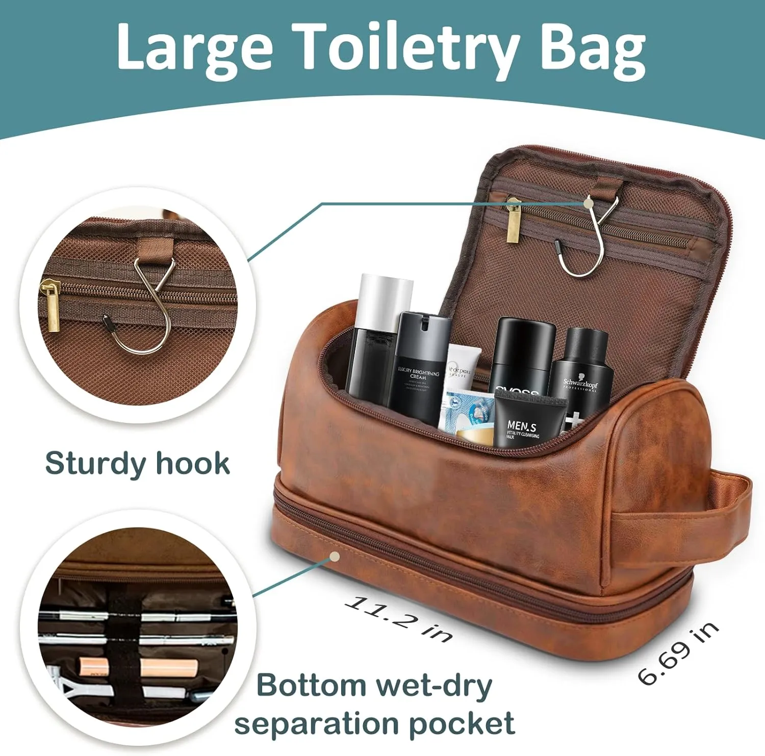 Personalized Graduation Gifts for Him, 2025 Personalized Toiletry Bag, Class of 2025 Custom Leather Travel Dopp Kit, Engraved with Pattern and Text, Ideas Gifts for Friends, Classmates, Son