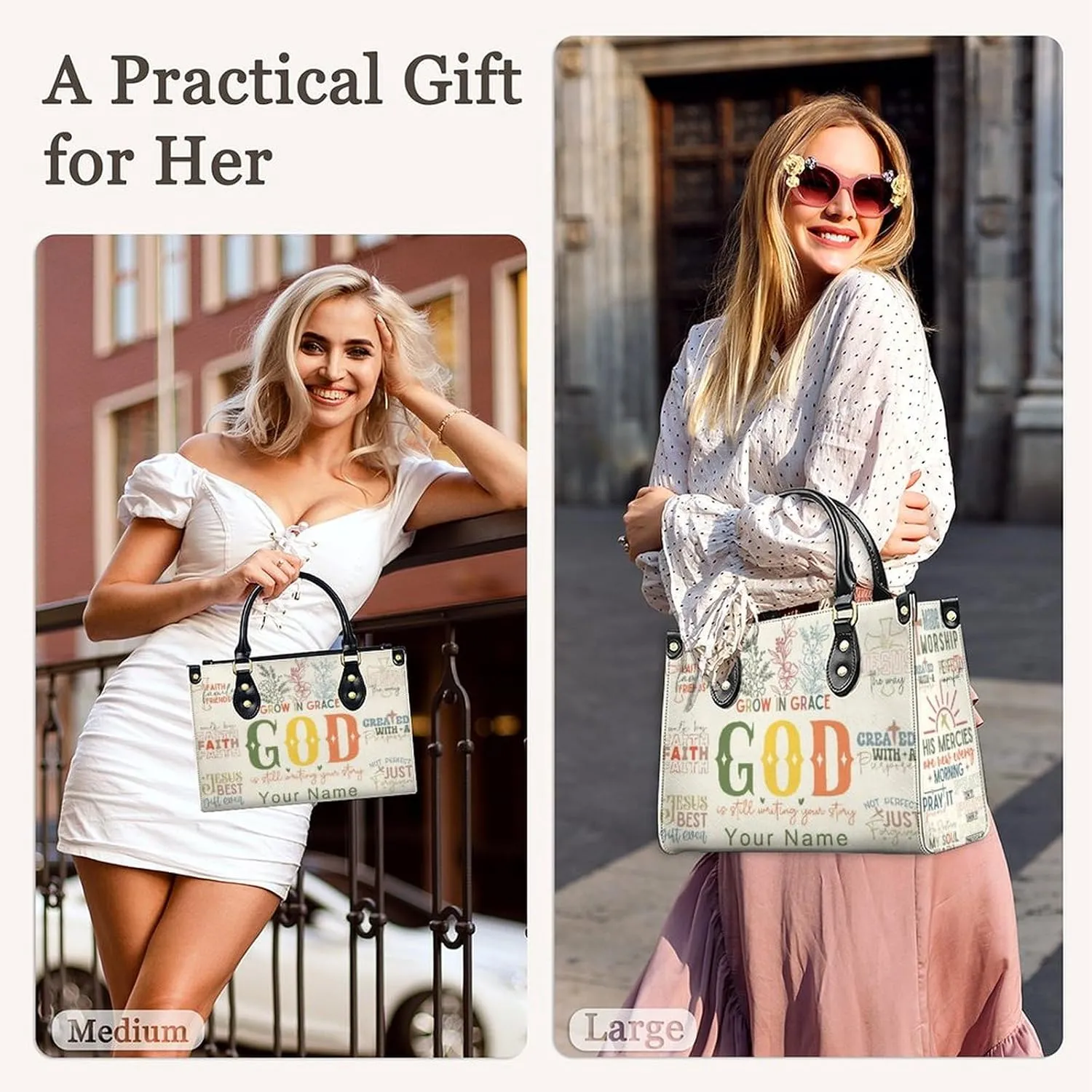 Personalized Handbag Gifts for Her - PU Leather Bags - Custom Women Tote Bag for Mother’s Day, Birthday, Wedding