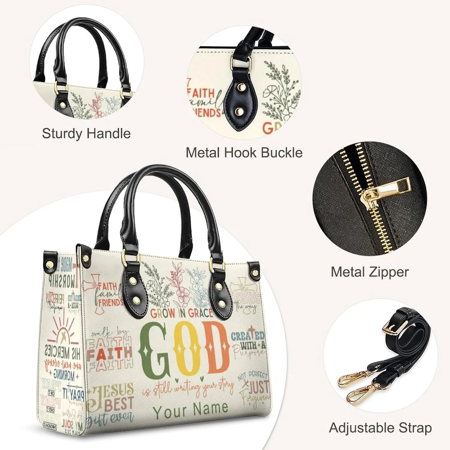 Personalized Handbag Gifts for Her - PU Leather Bags - Custom Women Tote Bag for Mother’s Day, Birthday, Wedding