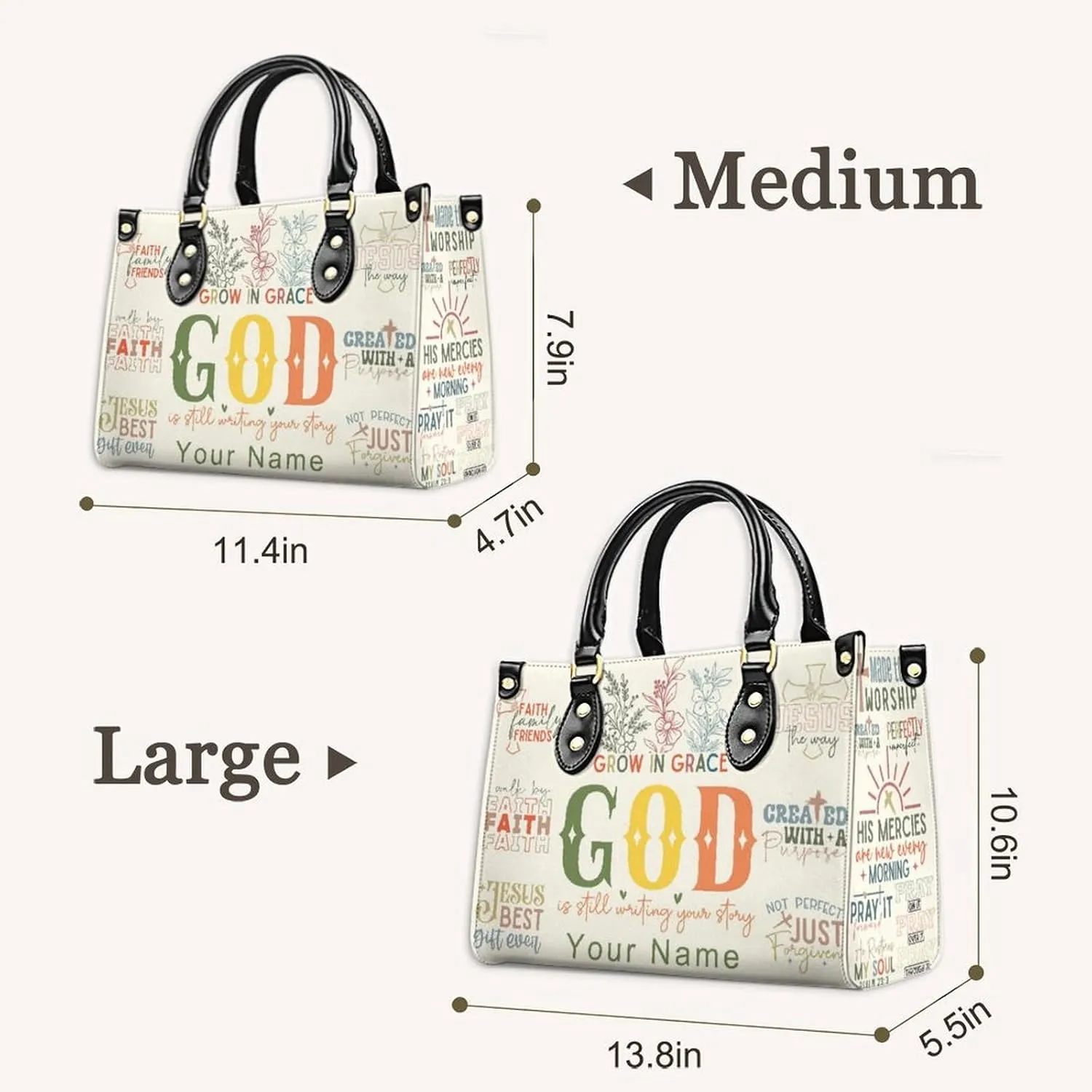 Personalized Handbag Gifts for Her - PU Leather Bags - Custom Women Tote Bag for Mother’s Day, Birthday, Wedding