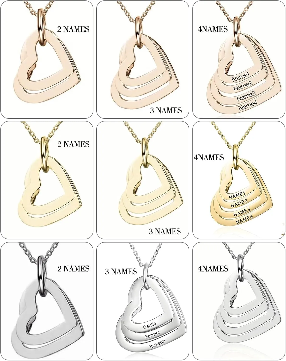 Personalized Heart Necklace Custom Engraved Name Necklace Gift for Women Mom Lover Name Jewellery Mother's Day Gift