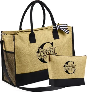 Personalized Initial Tote Bags for Women - Custom Name Tote Bag Birthday Gifts for Mom Teacher Appreciation Gifts
