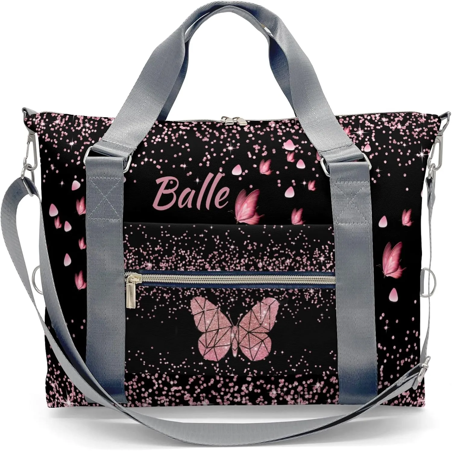 Personalized Initial Travel Duffel Bag,Custom Sports Bag,Birthday Gift Bag,Personalized Weekender Bag,Monogram Overnight Weekender Bags for Women Gift (Butterfly)