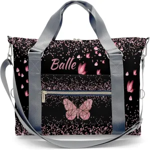 Personalized Initial Travel Duffel Bag,Custom Sports Bag,Birthday Gift Bag,Personalized Weekender Bag,Monogram Overnight Weekender Bags for Women Gift (Butterfly)