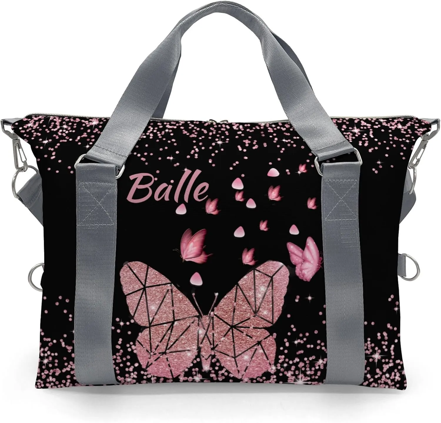 Personalized Initial Travel Duffel Bag,Custom Sports Bag,Birthday Gift Bag,Personalized Weekender Bag,Monogram Overnight Weekender Bags for Women Gift (Butterfly)