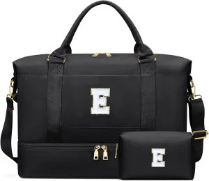 Personalized Initial Travel Duffle Bag for Teen Girl, Weekender Overnight Monogram Gym Carry on Bag with Shoe Compartment, Gifts for Daughter Friend Birthday Christmas