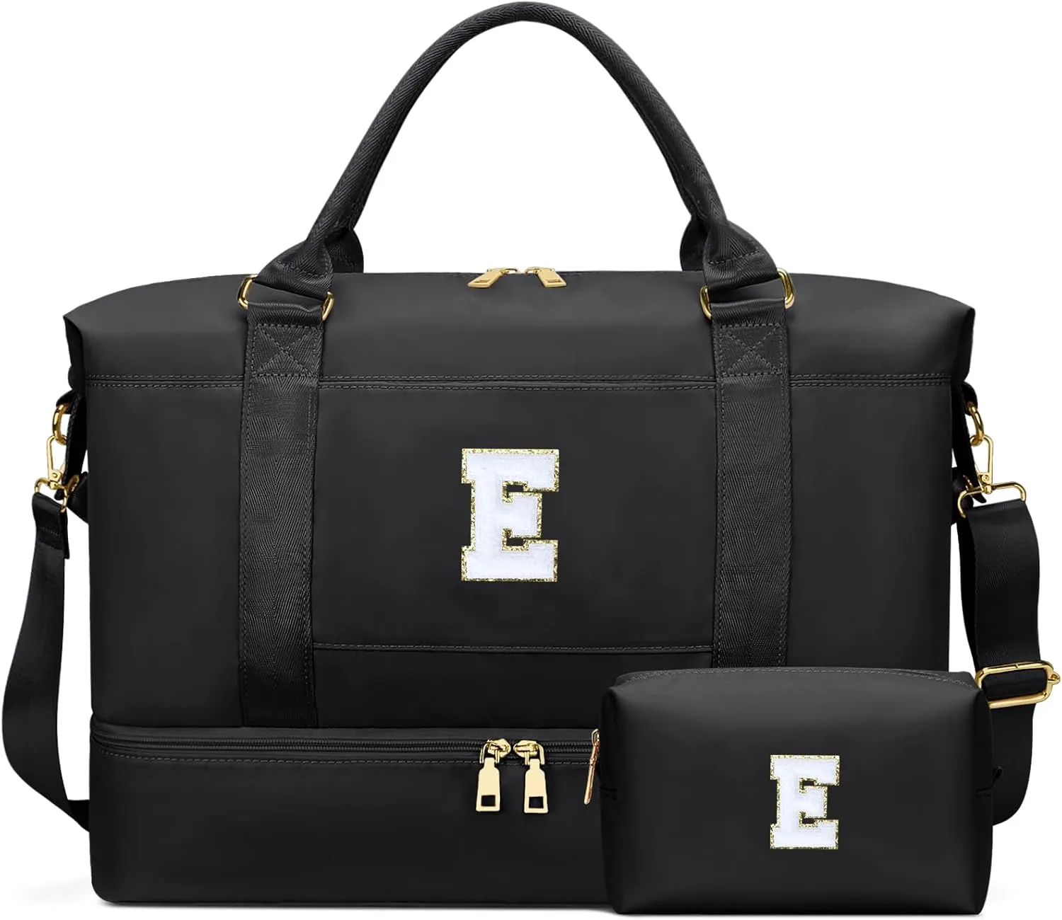 Personalized Initial Travel Duffle Bag for Teen Girl, Weekender Overnight Monogram Gym Carry on Bag with Shoe Compartment, Gifts for Daughter Friend Birthday Christmas