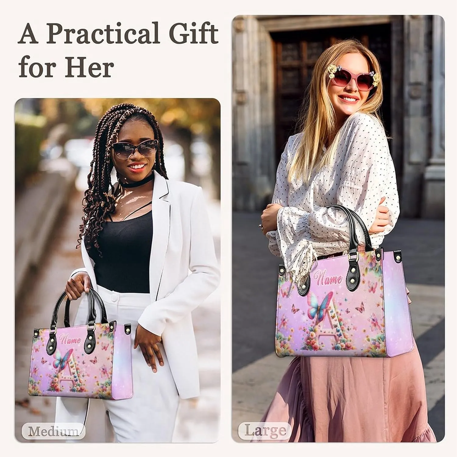 Personalized Leather Handbag, Custom Purse for Women, Add Your Design/Photo/Text, Initial Tote Bag Gifts with Name